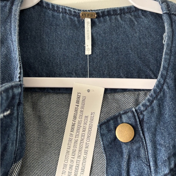 NEW YOUNG FABULOUS & BROKE Dayla
Collarless Denim Jacket medium indigo 563tn - Picture 4 of 6